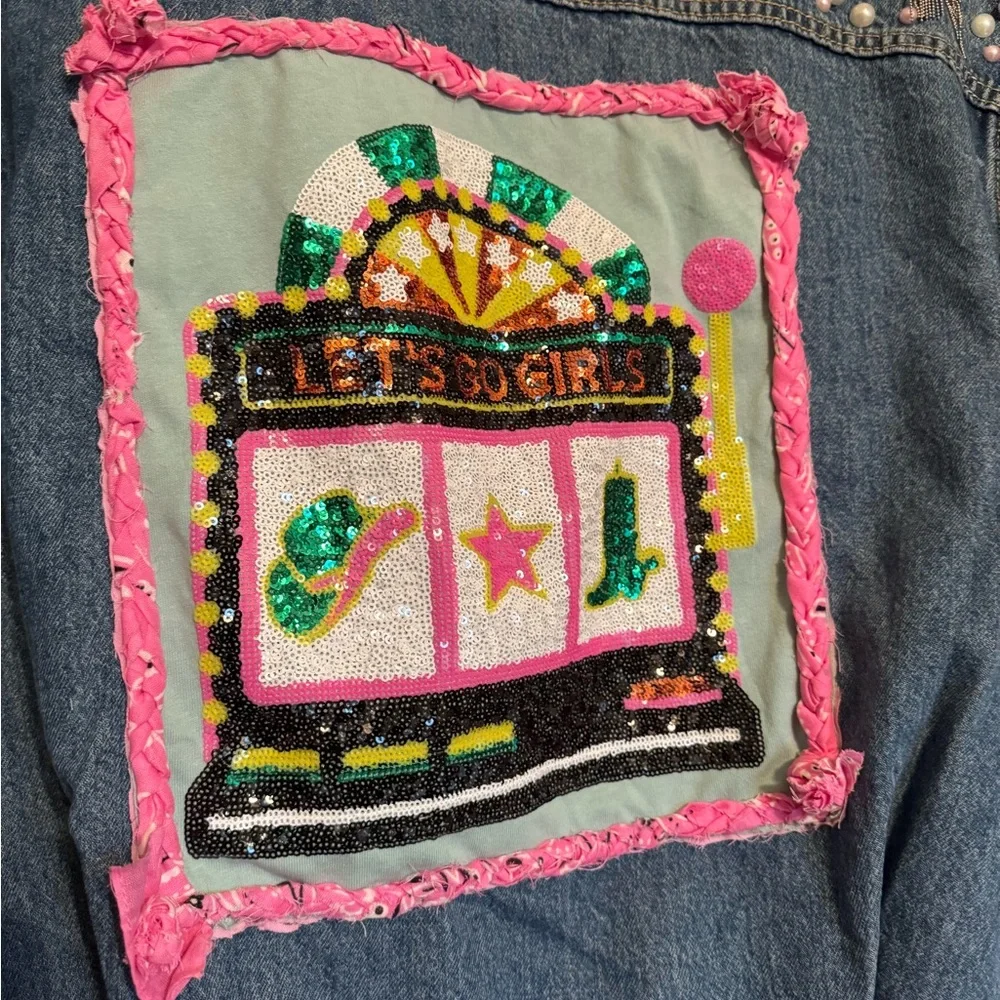 Handmade Personalized Levi Jean Jacket- Lets Go Girls Jean Jacket - Picture 2 of 9